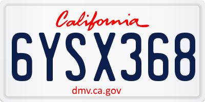 CA license plate 6YSX368