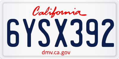 CA license plate 6YSX392