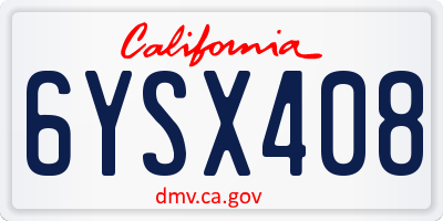CA license plate 6YSX408