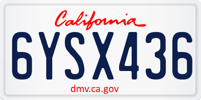 CA license plate 6YSX436
