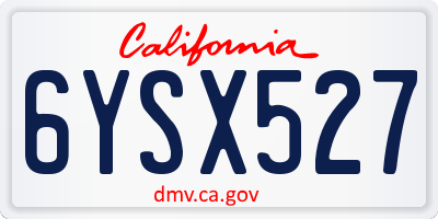 CA license plate 6YSX527