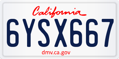 CA license plate 6YSX667