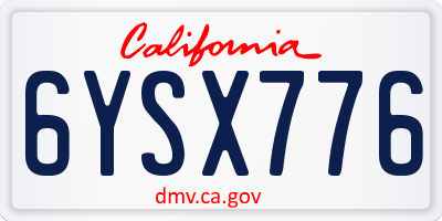 CA license plate 6YSX776