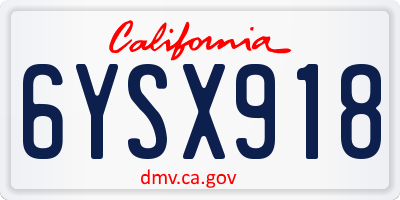 CA license plate 6YSX918