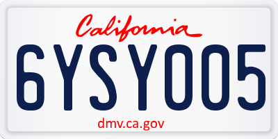 CA license plate 6YSY005