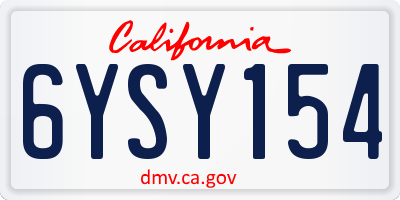 CA license plate 6YSY154
