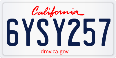 CA license plate 6YSY257