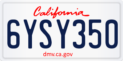 CA license plate 6YSY350