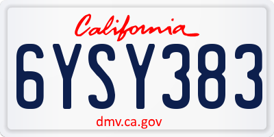 CA license plate 6YSY383