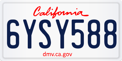 CA license plate 6YSY588