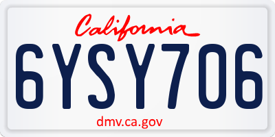 CA license plate 6YSY706