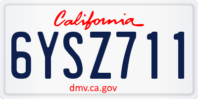 CA license plate 6YSZ711