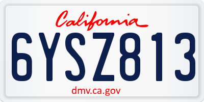CA license plate 6YSZ813