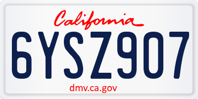 CA license plate 6YSZ907