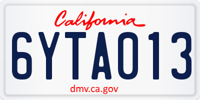 CA license plate 6YTA013