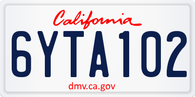 CA license plate 6YTA102