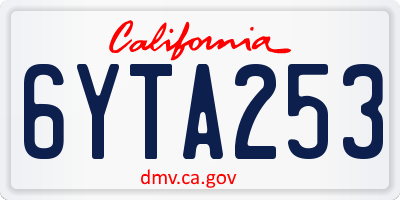CA license plate 6YTA253