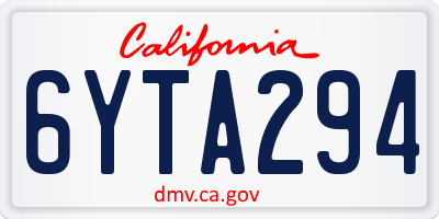 CA license plate 6YTA294