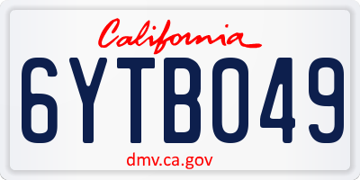 CA license plate 6YTB049