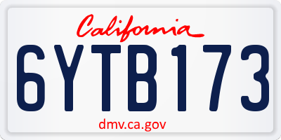 CA license plate 6YTB173