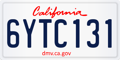 CA license plate 6YTC131