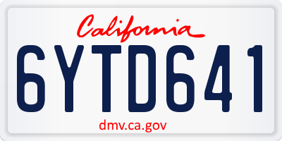 CA license plate 6YTD641