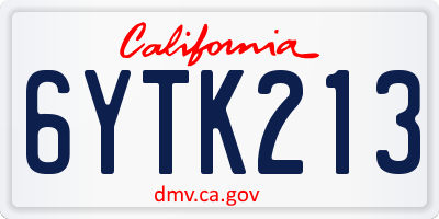 CA license plate 6YTK213