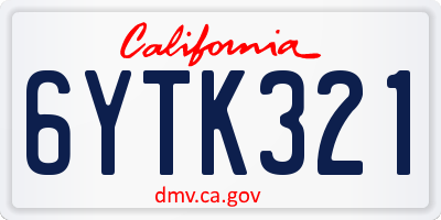 CA license plate 6YTK321