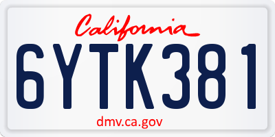 CA license plate 6YTK381