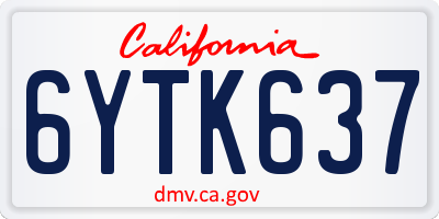 CA license plate 6YTK637