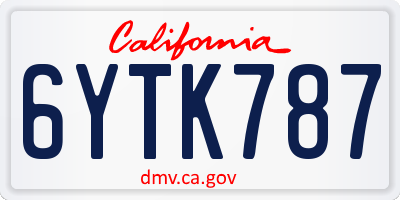 CA license plate 6YTK787