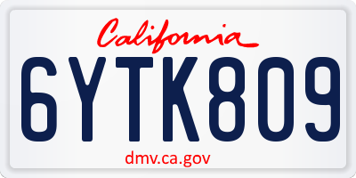 CA license plate 6YTK809