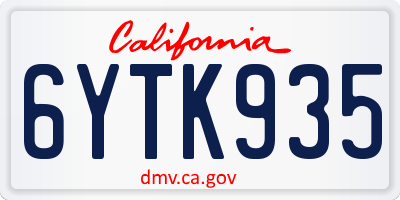 CA license plate 6YTK935