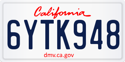 CA license plate 6YTK948