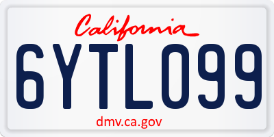 CA license plate 6YTL099