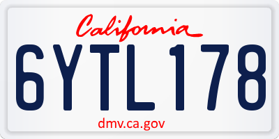 CA license plate 6YTL178
