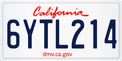 CA license plate 6YTL214