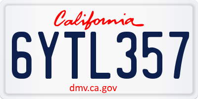 CA license plate 6YTL357