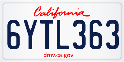 CA license plate 6YTL363