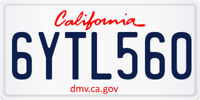 CA license plate 6YTL560
