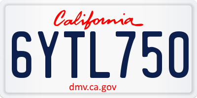 CA license plate 6YTL750