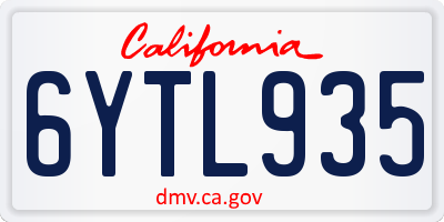 CA license plate 6YTL935