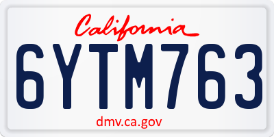 CA license plate 6YTM763