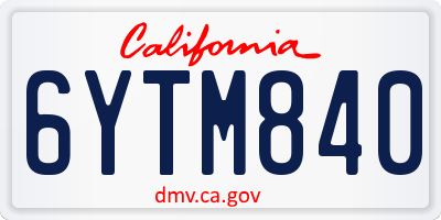 CA license plate 6YTM840