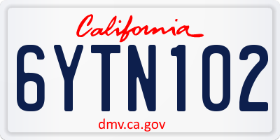 CA license plate 6YTN102