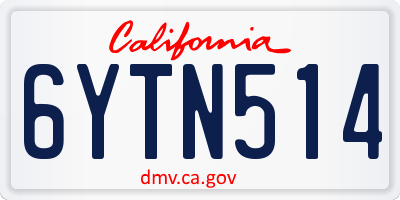 CA license plate 6YTN514