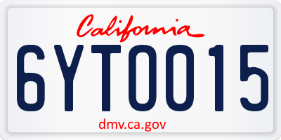 CA license plate 6YTO015