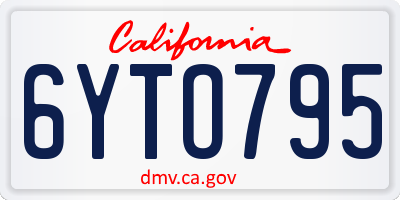 CA license plate 6YTO795