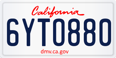 CA license plate 6YTO880