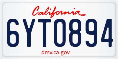 CA license plate 6YTO894
